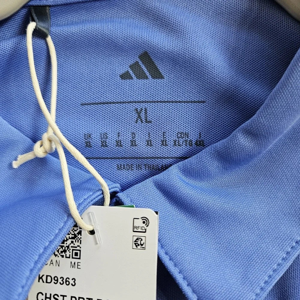 Adidas Golf Polo Shirt Men's XL Blue Printed Stripe Performance Short Sleeve NWT - Picture 2 of 4